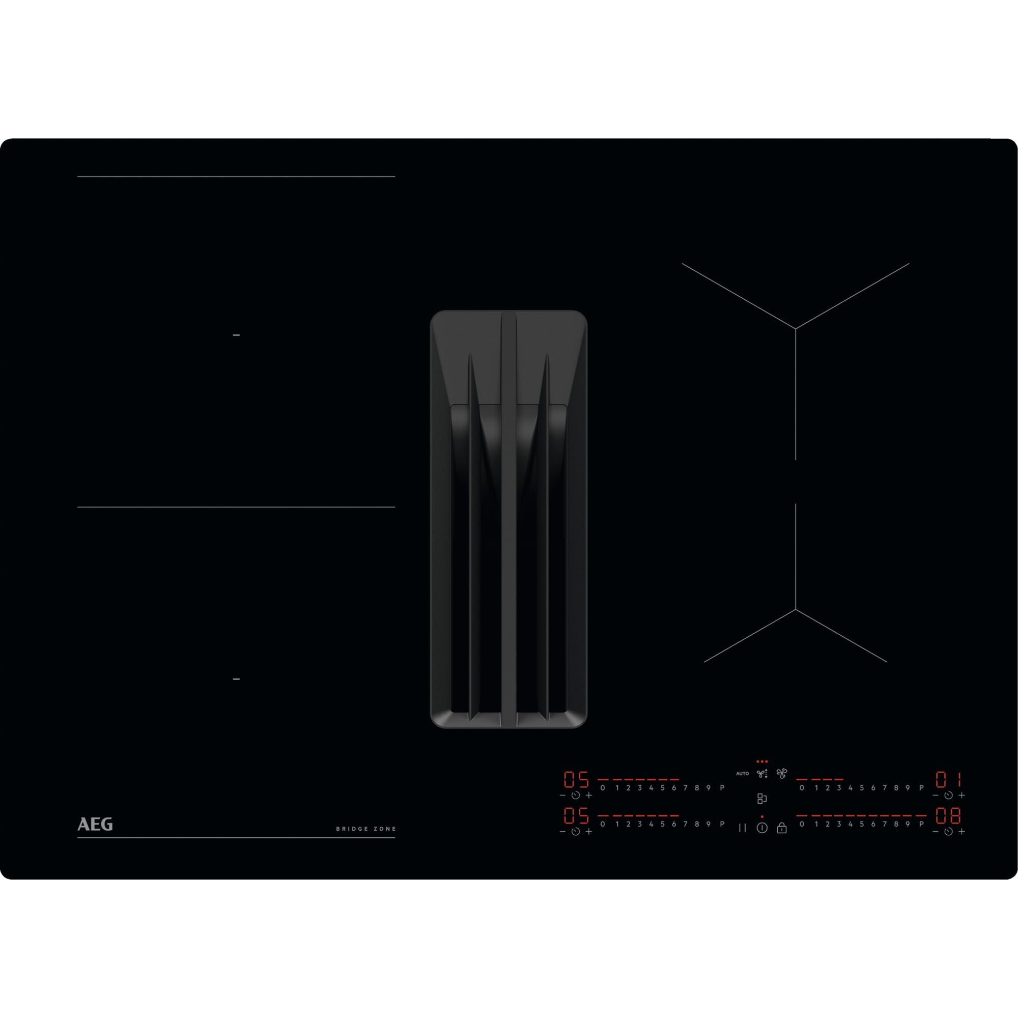 AEG TCH74B01FB Integrated Induction Cooker Hob, 68 cm, 4 Zones, Bridge Function, 9 Power Levels, Individually Manage the 4 Burners, Automatic Shut-Off, Black, Made in DE