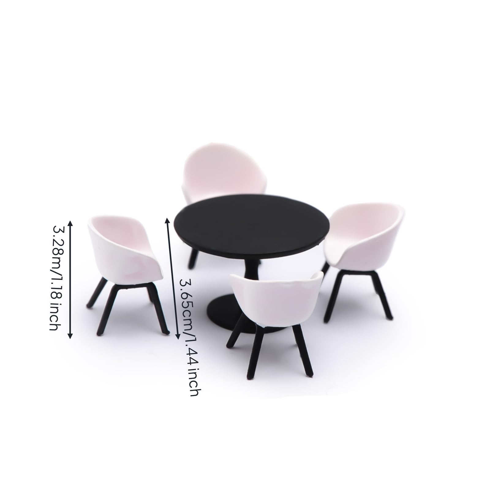 5 Pièces Table à Manger Miniature | Assorti, Table Chaises Miniatures, Contemporain, Collectionneurs, Échelle 1-24