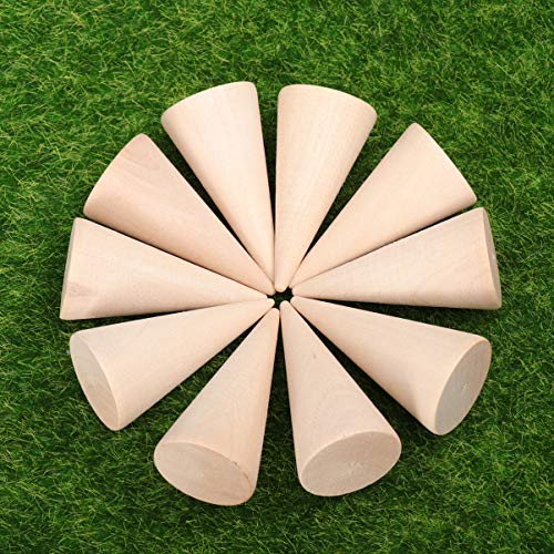 Supvox 10Pcs Natural Wood Cone Ring Holders Unpainted Wooden Cones To Craft Paint Jewelry Display Stand 2.5X5Cm #TOP4