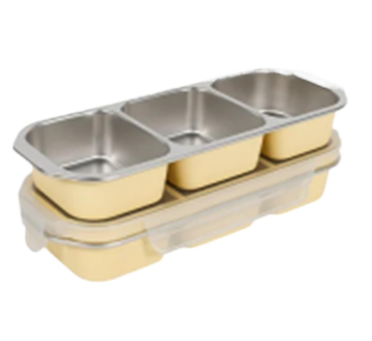 Petite boîte à déjeuner en acier inoxydable, conteneurs de collation, empilables, réutilisables, conteneur stockage des aliments for pique-nique domicile et au bureau, 2 pièces pour Collations(Yellow)