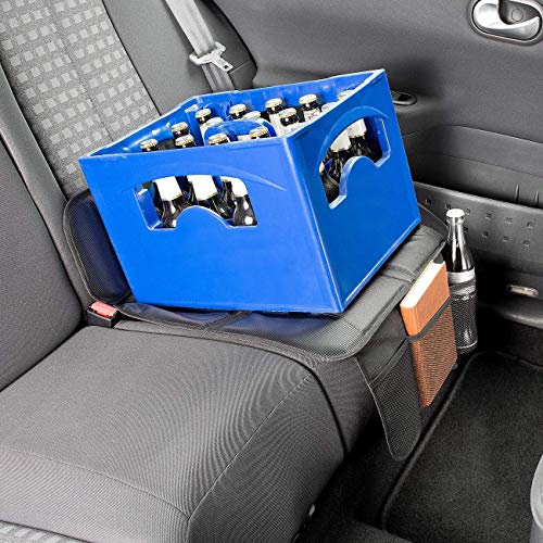 Image of Kaiphy Car Seat Protector - Seat Protection Mat - Thick Padding - Durable, Waterproof Fabric, Leather Reinforced Corners & 3 Pockets for Handy Storage (2 Pack) Gray
