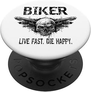 Motivo de calavera de motociclista con refrán motero PopSockets PopGrip Intercambiable