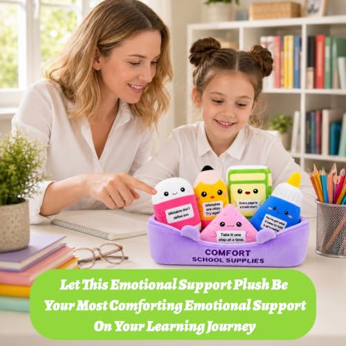 Image of Emotional Support Plush School Supplies Set,5 Pcs Classroom Plushies | Cute Pencil Book Plush Toys Classroom Decor Back to School Gifts for Girl Boy Students Teacher