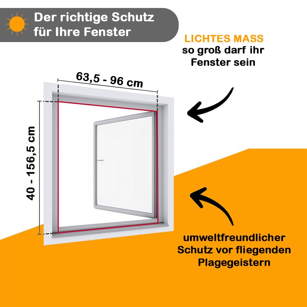 Einhängerollo 100 x 160 cm weiß, Fliegengitter Fenster ohne Bohren, Insektenschutz Rollo mit Aluminiumrahmen & Fiberglasgewebe