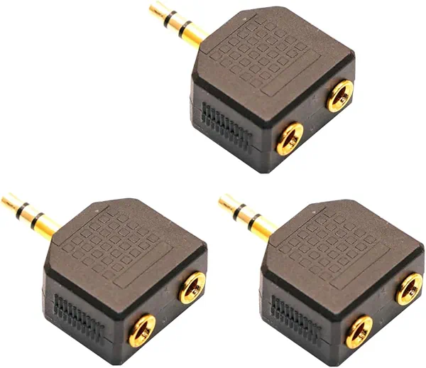 ZJKJHJY 3.5mm Audio Splitter Adapter, 1/8 inch Male to 2X Female Y-Connector, 3-Pack