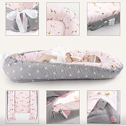 Baby Lounger Baby Nest Lounger Seat For Sleeping Bed Cover For Newborn Nest Co Sleeping Bed Machine Washable,Horse #TOP3