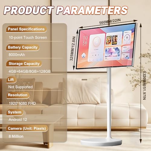 Image of 21.5 inch /24 inch /27 inch /32 inch Touchscreen LCD Monitor, Commercial Digital Signage, Android 12 /13, Portable Advertising Display, 7800 /8000 /15000mAh Battery, Adjustable Stand