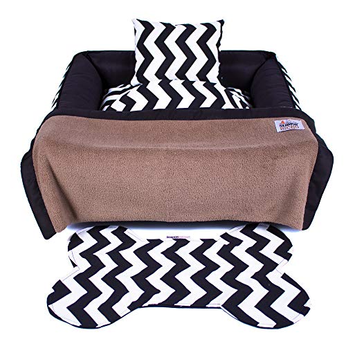Enxoval Cama de Cachorro com Zíper Pandora Senhor Bicho - M - Chevron Preto