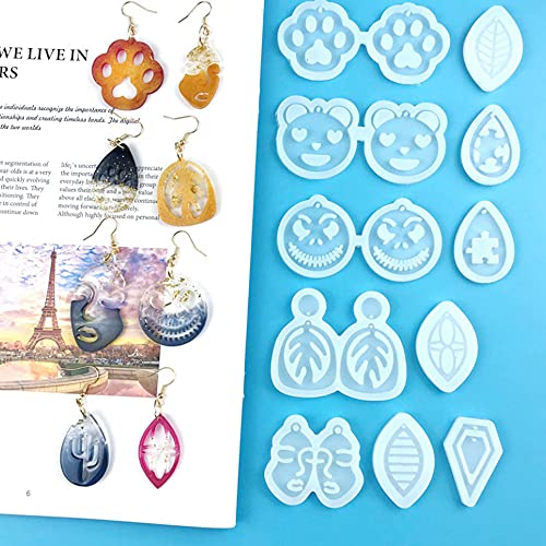 Woohome 68 PCS Earring Jewelry Epoxy Resin Silicone Moulds Set, 6 Style Moulds With Ear Hooks - Image 4