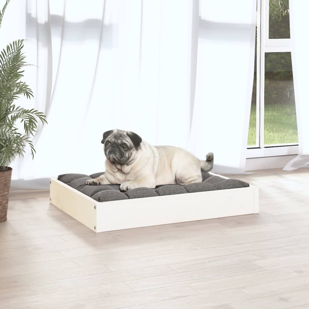Białe legowisko dla psa z litego drewna sosnowego, 61,5 x 49 x 9 cm, sofa dla psa, kosz dla psa, miejsce do spania dla zwierząt domowych, łatwe w pielęgnacji, stabilne, dla szczeniaków, na