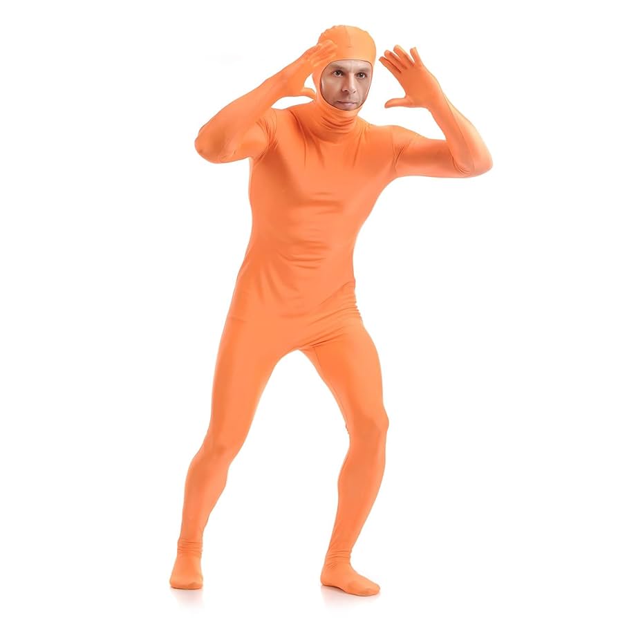 Halloween Costume For Adult Men Blue Skin Suit Solid Color Black Morphsuit Costume Man Second Skin