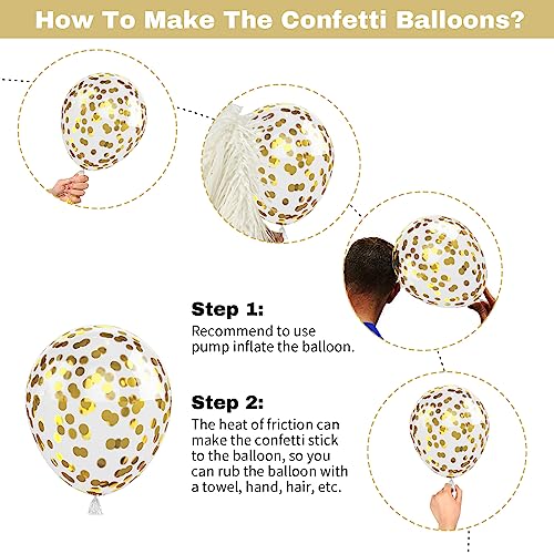 Image of Jobkoo Black Gold Balloons, Metallic Gold Silver Black Latex Balloon with Confetti Helium Party Balloons for Graduation Birthday Wedding Retirement New Year Decorations