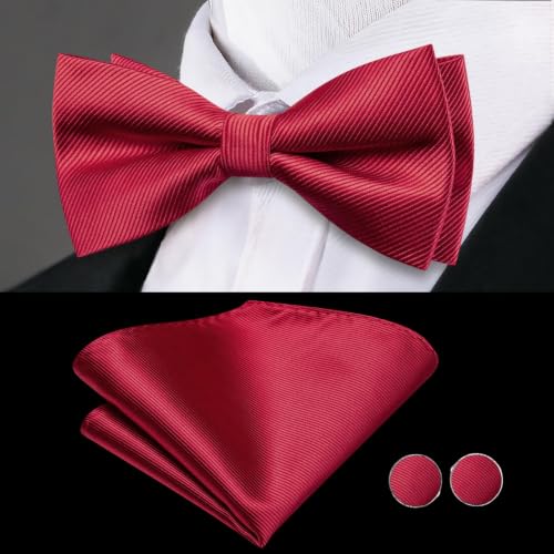 Image of Dubulle Mens Cummerbund and Bow Tie Set Paisley Floral Pretied Bowties for Men Pocket Square Cufflinks Wedding Business