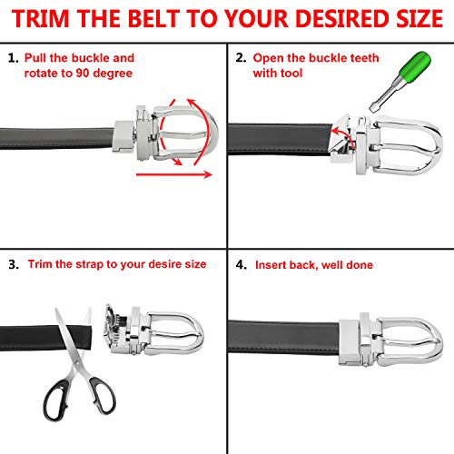 Falari Reversible Belt Genuine Leather Fashion Belt With Single Prong Buckle For Women Youth Kids (1 Belt for 2 Colors)4