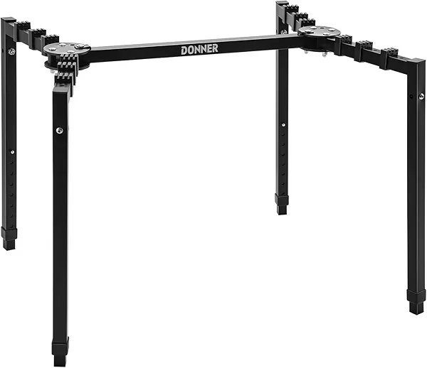 Donner Collapsible Piano Keyboard Stand Adjustable for 54–88 Key Digital Pianos 180° Foldable Legs, 8-Level Height, Sturdy Heavy-Duty Music Stand for Home & Studio Use DKS-200