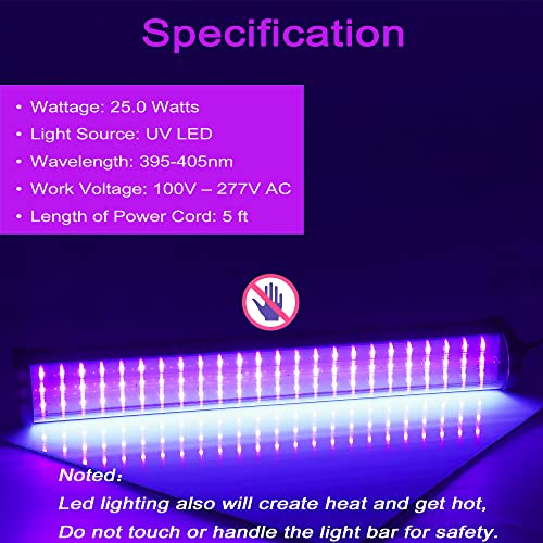 Led Black Light Bar, 25W 1.3Ft Upgraded Uv Led Blacklight With 5Ft Cord, Switch, And Plug, Glow In The Dark Party Supplies For Halloween, Birthday Decor, Room, Bedroom Decorations, Body Paint, Poster #TOP6