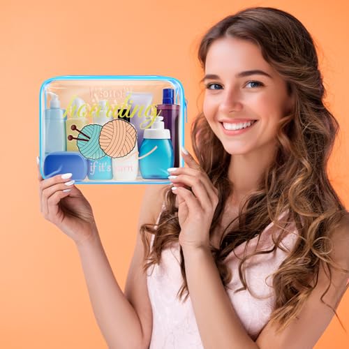 Image of Funny Gifts For Crocheting Gifts Makeup Bag Yarn Lovers Gifts Crochet Gift For Crochet Lover PVC Cosmetic Bag Christmas Birthday Gifts For Knitting And Crochet Beginner Crochet Lovers