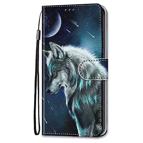 TUUNKMUY Funda Compatible con Samsung Galaxy A53 5G, Carcasa de Tipo Samsung Galaxy A53 5G Libro Caso Protectora Piel PU Soporte Plegable Ranuras Carcasa Case para Samsung Galaxy A53 5G Lobo Luna Cover