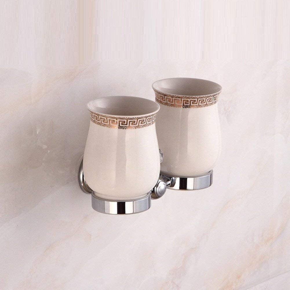 GZZ European-Style Badezimmer Wand Kristall Kupfer Halterung und Keramik Tasse Zahnputzbecher Set von High-Grade Zahnputzbecher