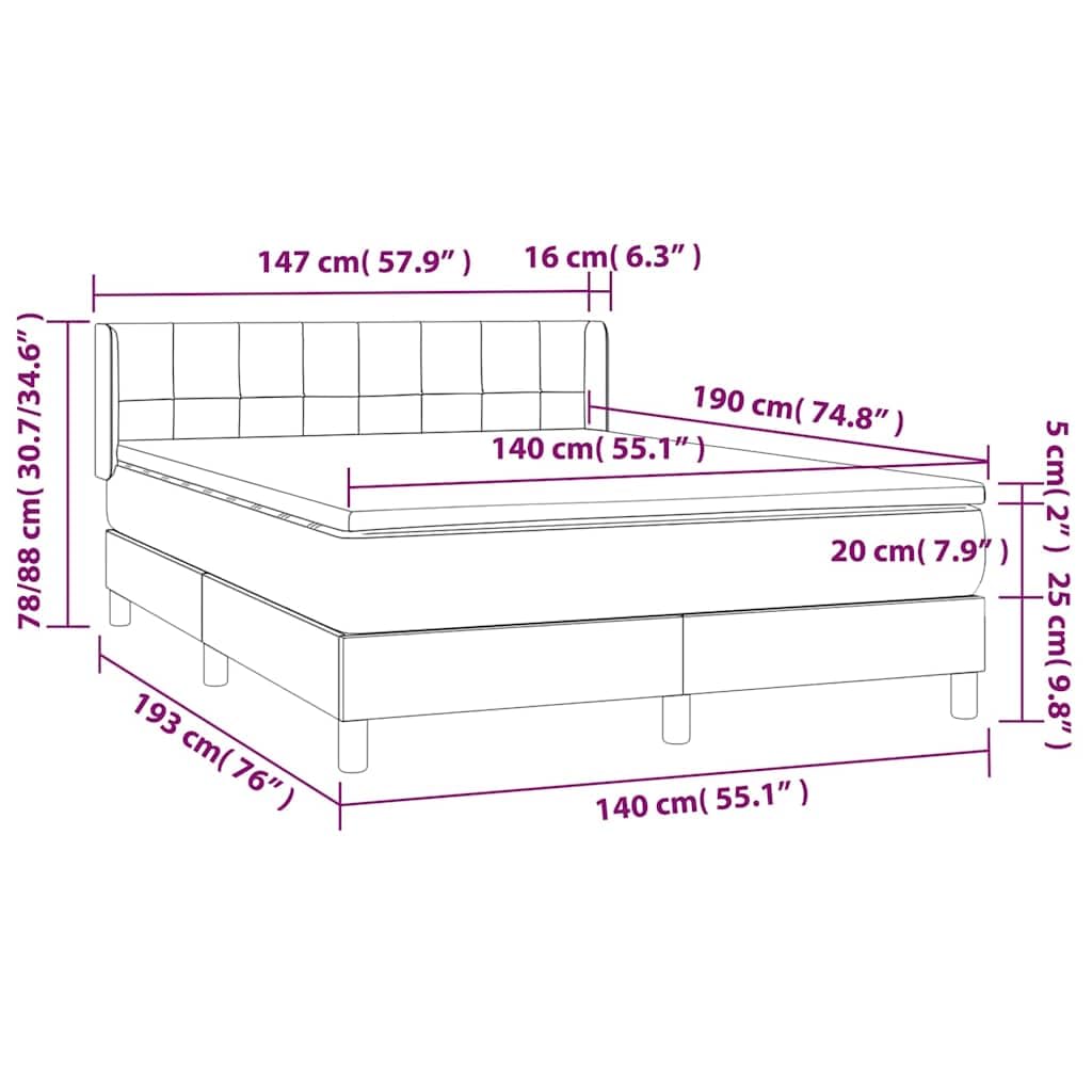 Aksamitne łóżko kontynentalne z regulowanym zagłówkiem 140x190 cm czarne | Łóżko kontynentalne z materacem sprężynowym czarny aksamit 140x190 cm z zagłówkiem i ochraniaczem