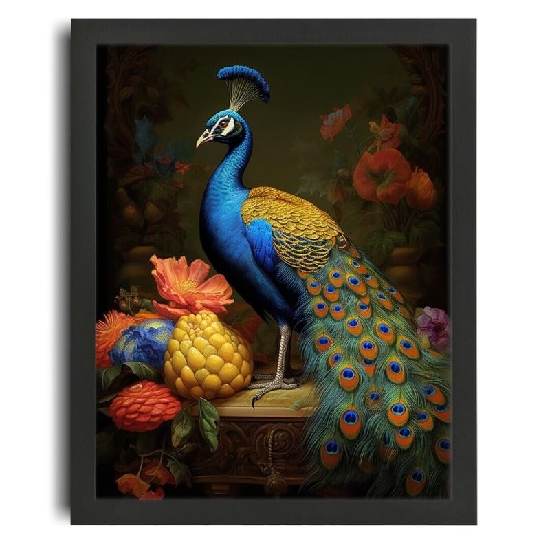 Peacock Wall Art Print grand format A0 poster canva vintage paon tableau salon