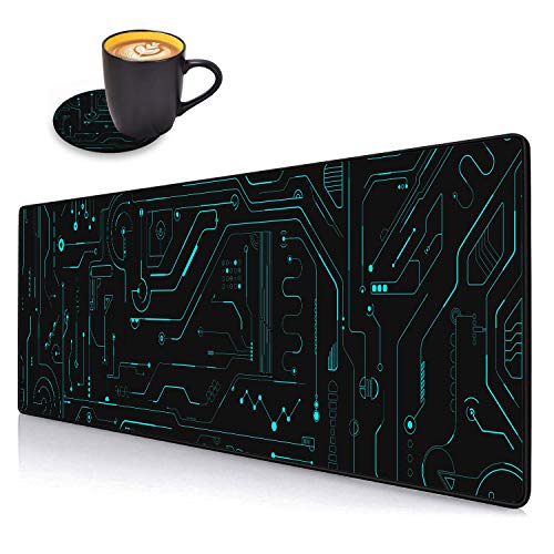 Desk Pad Mat Gaming Mouse Pads Coasters Set, Stitched Edges