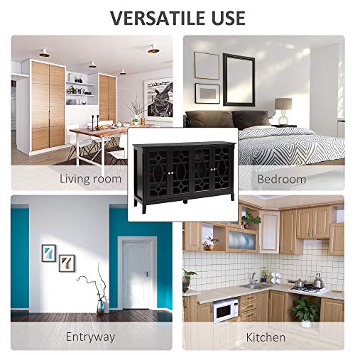 Homcom Sideboard Buffet Cabinet With Storage, Credenza, Coffee Bar Cabinet With Glass Doors, Espresso #TOP6