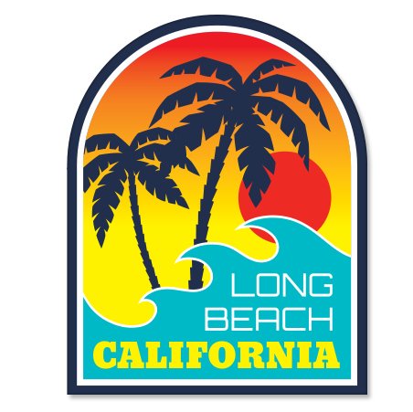 Long Beach California Sticker, 2.5 in | For Water Bottle, Tumbler, Car, Laptop, Phone, Waterproof Vinyl Decal