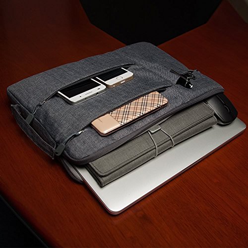 Image of Bag for Apple MacBook 13 inch 13.3 inch inch Classic Travel Bag Apple MacBook Sleeve carry Case Bag, Sleeve Wool Felt Leather Bag Case Sleeve Cover for 13 inch 13.3 inch Apple Macbook Pro 13 inch 13.3 inch / Macbook Air 13 inch 13.3 inch / Macbook Pro with Retina Display 13 inch 13.3 inch / 2016 Newest MacBook Pro 13 inch Inch with / without Touch Bar case Sleeve Carry Case Cover Bag Pouch (Denim)