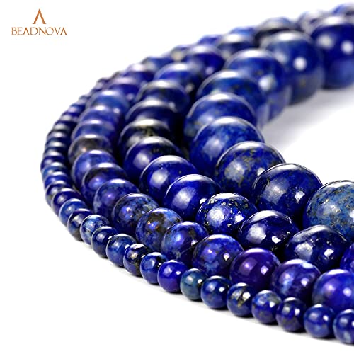 Image of BEADNOVA Blue Lapis Lazuli Beads Natural Crystal Beads Stone Gemstone Round Loose Energy Healing with Crystal Stretch Cord for Jewelry Making (4mm, 90-92pcs)