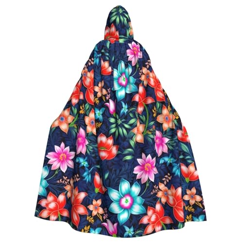 Capa gótica con estampado floral azul para bailes de máscaras, capa de carnaval de fantasía oscura para fiestas de disfraces y cosplay