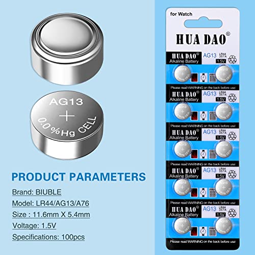 100 Pack Ag13 Lr44 Lr 44B L1154C Sr44 Alkaline Batteries A76 357 303 1154 1.5 Volt Batteries Button Coin Cell Battery #TOP1