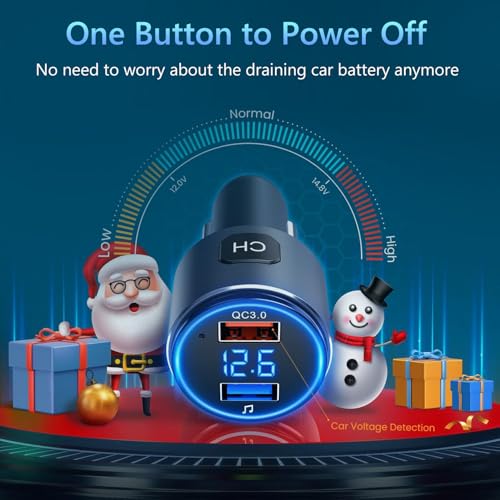 Upgraded V5.3 FM Bluetooth Transmitter, Bluetooth Car Adapter QC3.0 & LED Backlit Wireless FM Radio Adapter Music Player/Car Kit, Siri Google Assistant by octeso - Image 4