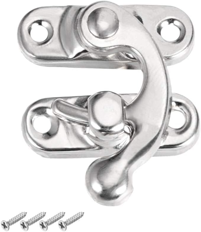 Hook-Latches Antique Right Latch Hook Hasp Swing Arm Latch 12pcs with Screws 50pcs R32x27mm Silver (Color : 50pc R32x27mm Silver)