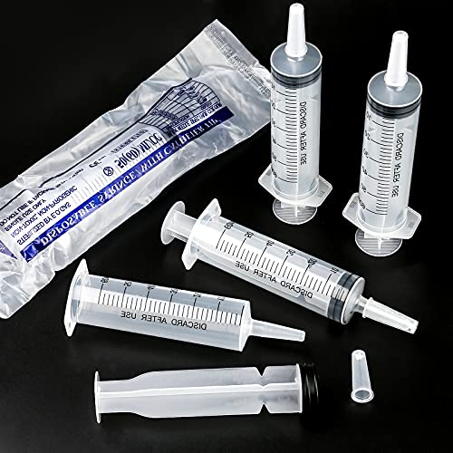 Spritze 50ml(60ml), 4 Stück Spritzen 50ml Ohne Nadel Plastikspritze mit Kappen Futterspritze Dosierspritze Wiederverwendbare für Labor Tierfütterung Industrielle Nutzung