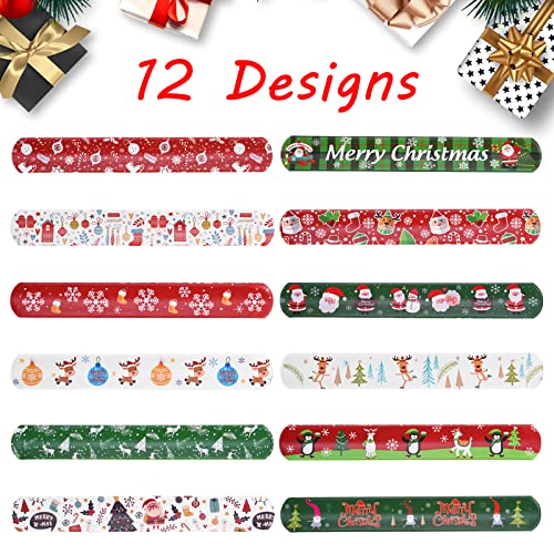 image for ZENZAL 48PCS Christmas Slap Bracelets Slap Xmas Snap Bracelet Party Fa