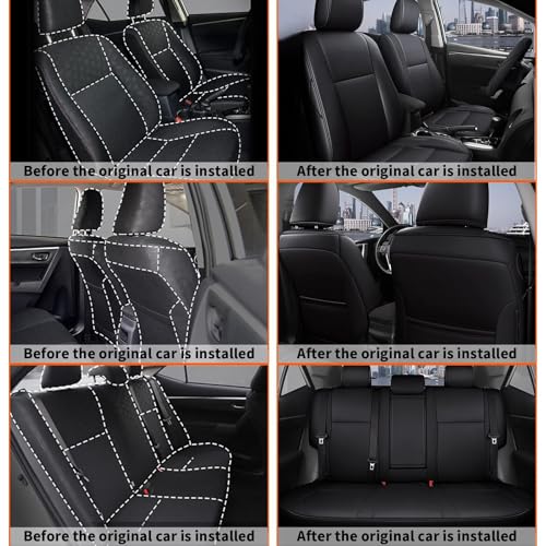 Image of AOMSAZTO Custom Fit Seat Covers for Toyota Corolla 2014 2015 2016 2017 2018 2019 L, LE, LE Eco, Plus Sedan Car Seat Cover Full Set Waterproof, Full Set Faux Leather Black