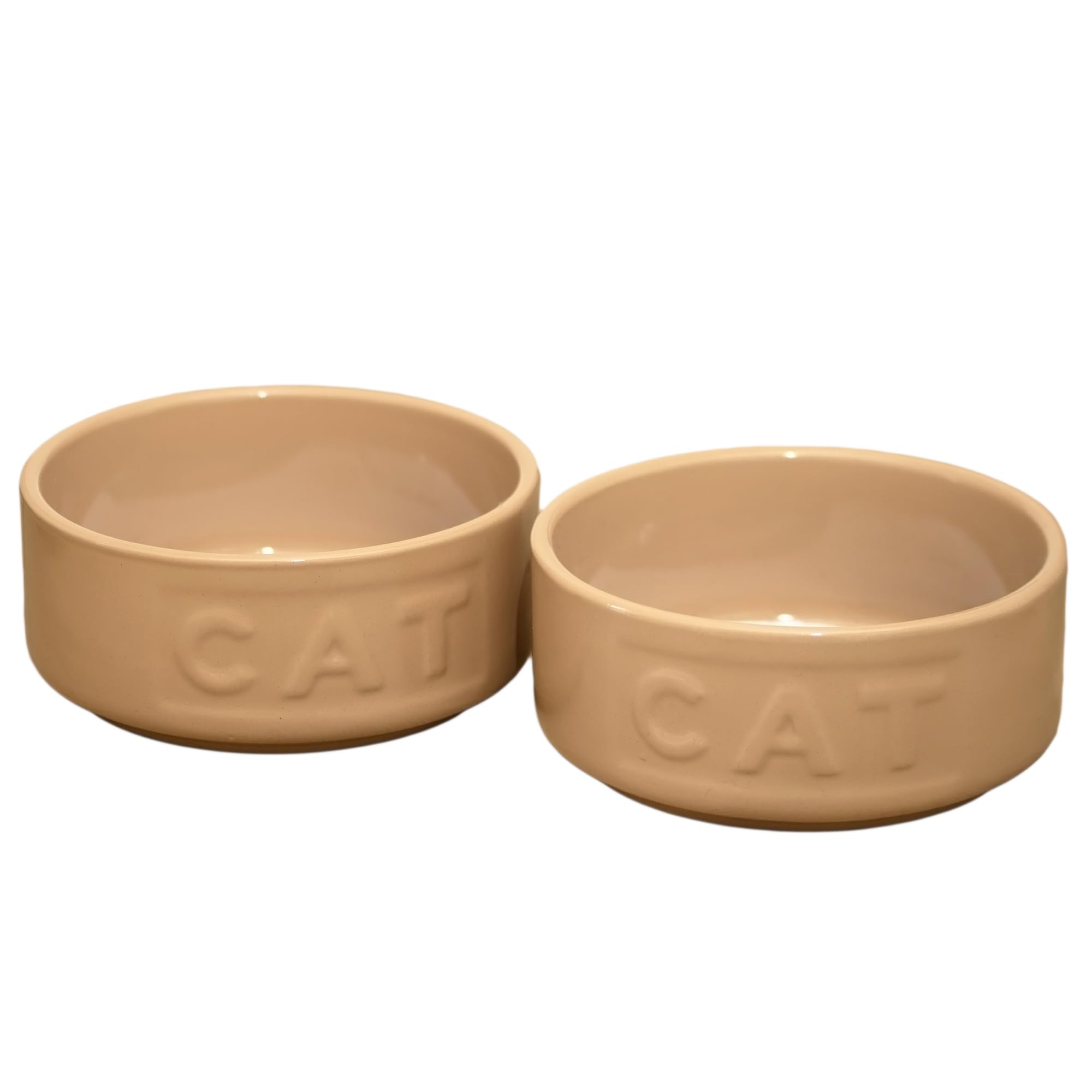 [Set Of 2] Small 12cm Ceramic Cat Bowl Strong Food Biscuit Water Kitten Deep Feeding Dish