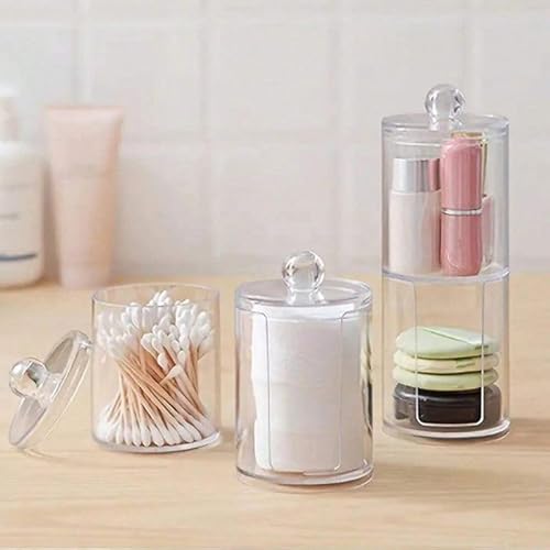 Organizador Cotonete Algodão Em Acrilico Banheiro Moderno Cor Transparente Organizador de banheiro