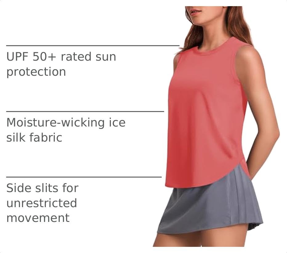 Image of PINSPARK Workout Tank Tops Woman Ice Silk UPF 50+ Athletic Yoga Shirts