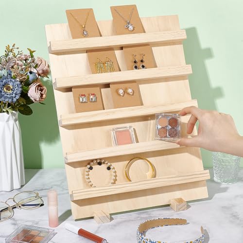 NBEADS Suporte de exibição de brinco de madeira, suporte de exibição de joias de 5 camadas, suporte