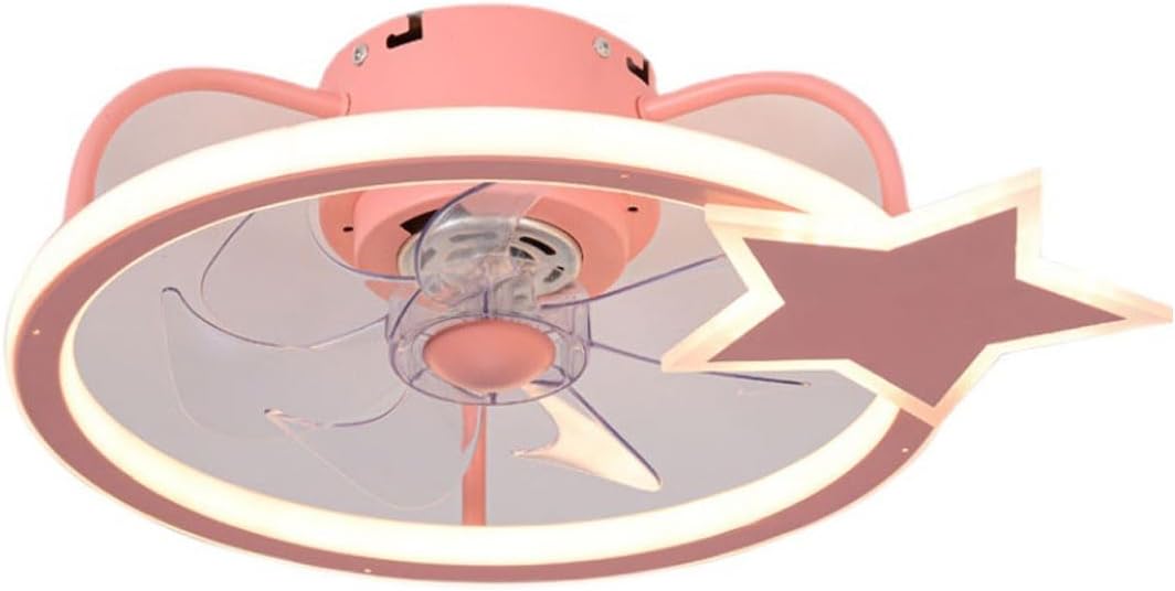 Cartoon Star Fan Ceiling Lamp Acrylic Lampshade Flat Lighting Pink Round Bedroom Ceiling Lights Suitable for Girls' Rooms