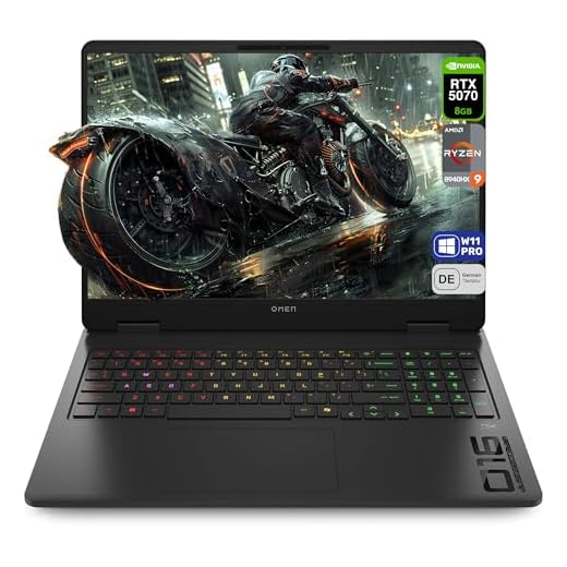 HP Omen 16 Gaming Laptop, AMD Ryzen 9 8940HX, 32 GB DDR5 RAM, 1 TB PCIe SSD, 16" FHD (1920x1200) IPS 144Hz Display, Nvidia Geforce RTX 5070, Deutsches Tastatur, Windows 11 Pro, Shadow Black