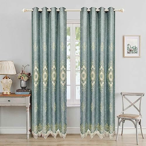 Aifmqq European Style Luxury Villa Chenille Embroidered Curtains For Living Room Grommet Top Delicate Flower Embroidery Royal Blackout Window Dapery Thermal Insulated 2 Panel #TOP6