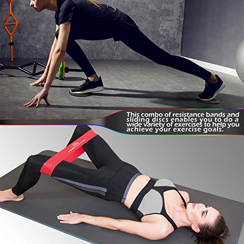 Elv Resistance Loop Bands And Exercise Sliders Set - Home And Personal Fitness Equipment, 5 Elastic Bands And 2 Gliding Discs, Awesome Core, Legs, Abs Workouts - Physical Therapy And Injury Prevention #TOP5