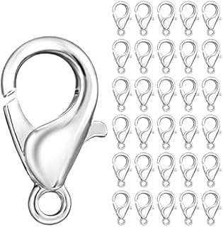 WLLHYF 100PCS Lobster Clasp, Silver Lobster Claw Clasps Lobster Clasp for Jewelry Making, DIY Necklace, Bracelet, Earring Accessories 12mm