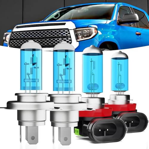 Image of Headlight Bulbs Fit for 2014-2018 Toyota Tundra Halogen Headlight Bulbs,9003 /H4 /HB2 High /Low Beam + h11 Fog Lights Front Bulb Bright Light Halogens Combo,Plug And Play,Pack of 4