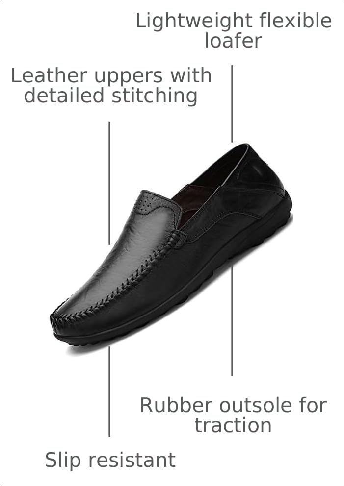 Image of Go Tour Men's Premium Genuine Leather Casual Slip on Loafers Breathable Driving Shoes Fashion Slipper
