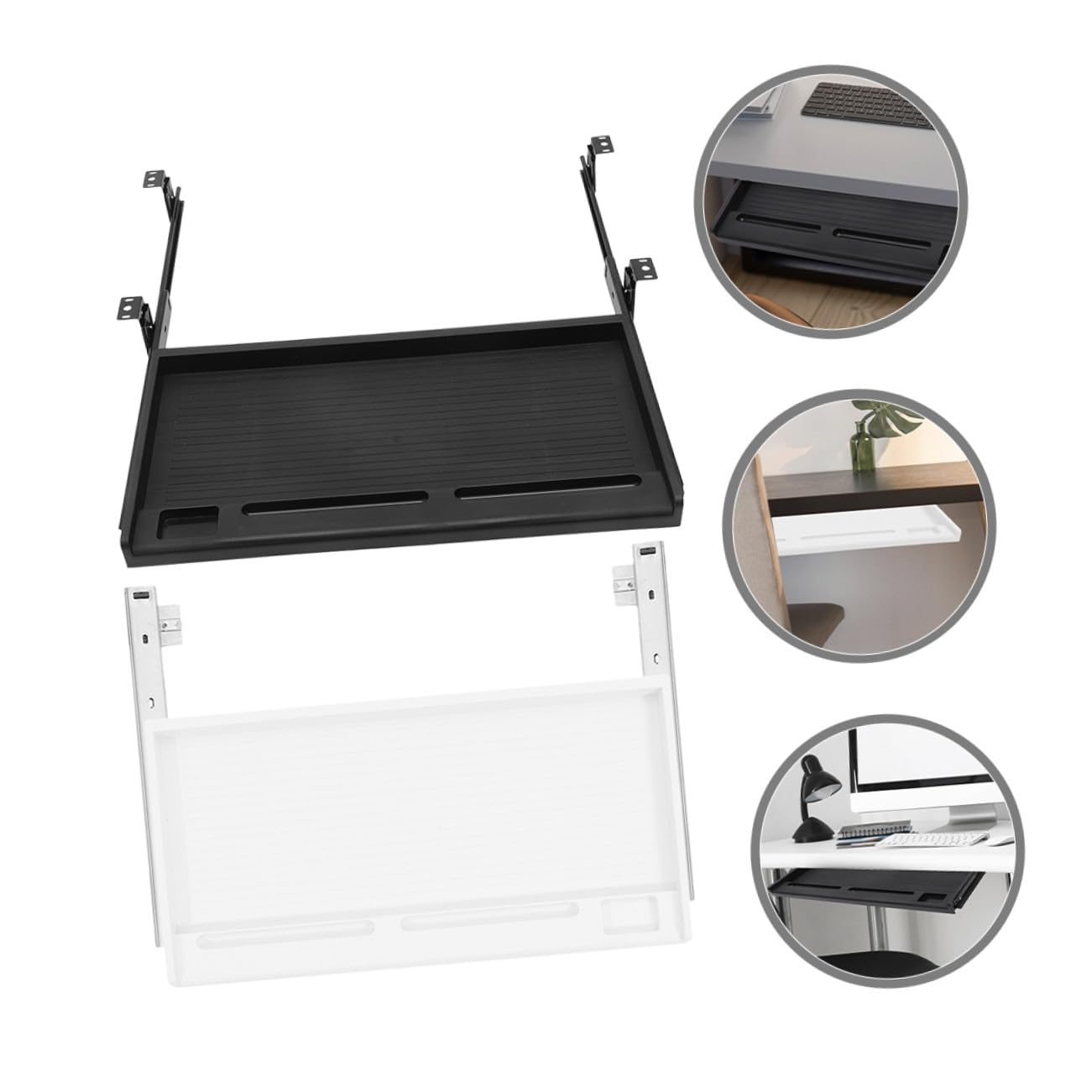 AdjustabKeyboard Vassoio PP & Metallo Scrivania Der per Risparmio di Spazio Sto Pratico Sottoscrivania Supporto Tastiera per Ufficio Design