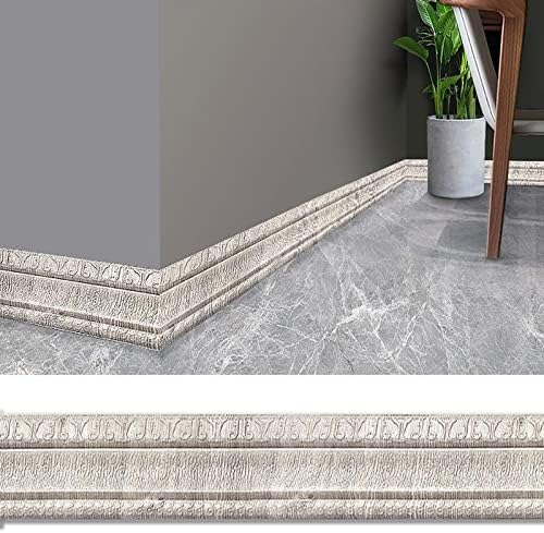 XCDHBEST Self Adhesive Flexible Foam Molding Trim,3D Wallpaper Border Wall Trim Line Skirting Border Self Adhesive Waterproof Baseboard Wallpaper Wall Sticker (White)